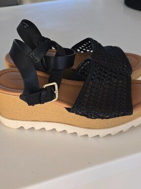Black Wedge Sandals